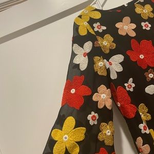 Alice and Olivia Colorful Flower Flowy Dress Black added at bottom for length